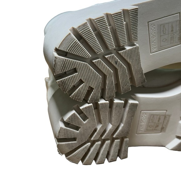 Dolce Vita Hank‎ Canvas Chunky Heel Combat Boots Lace Zip Creme Size 8.5 - Picture 10 of 10